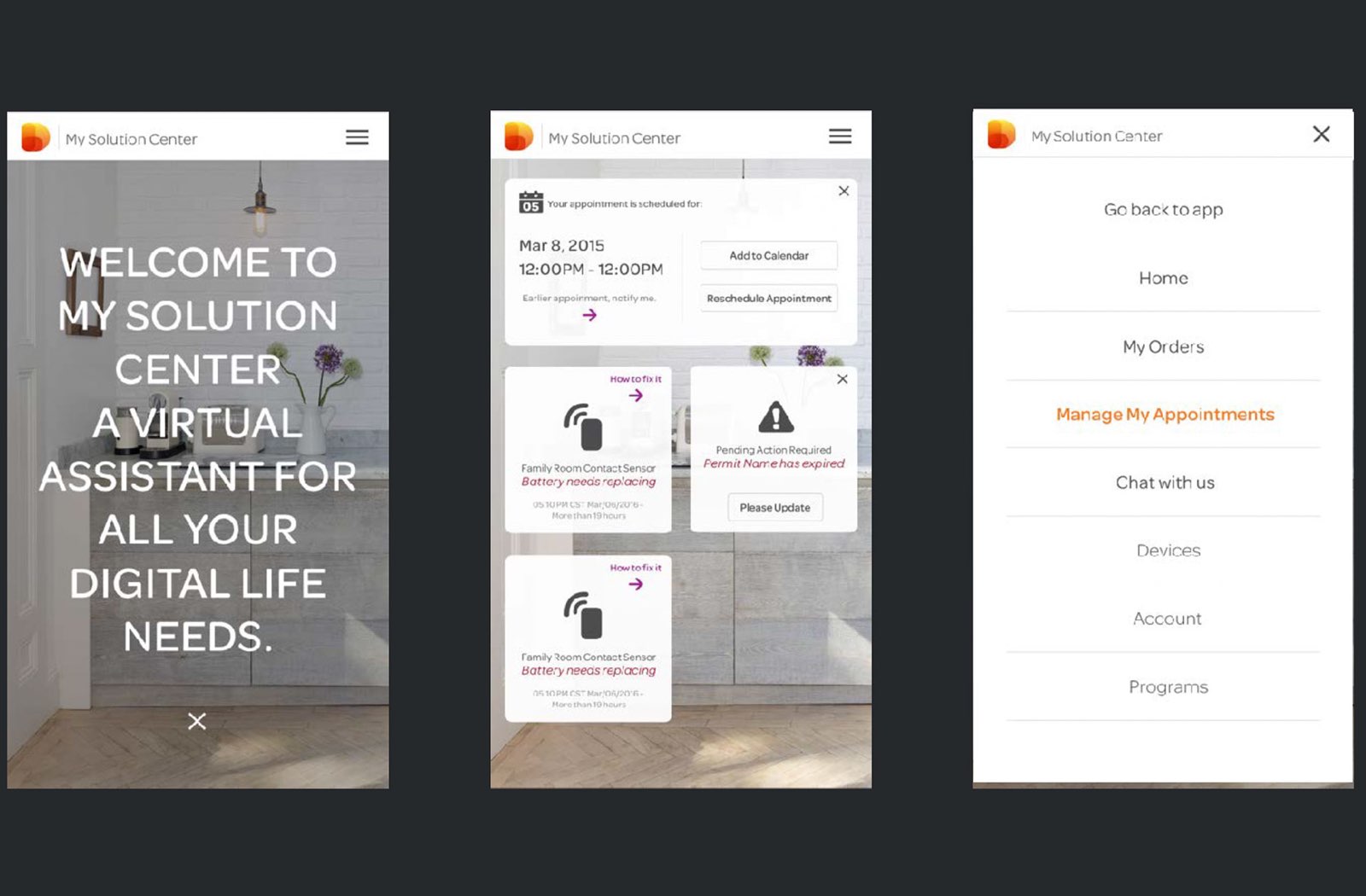 Managing a smart home from the phone app
